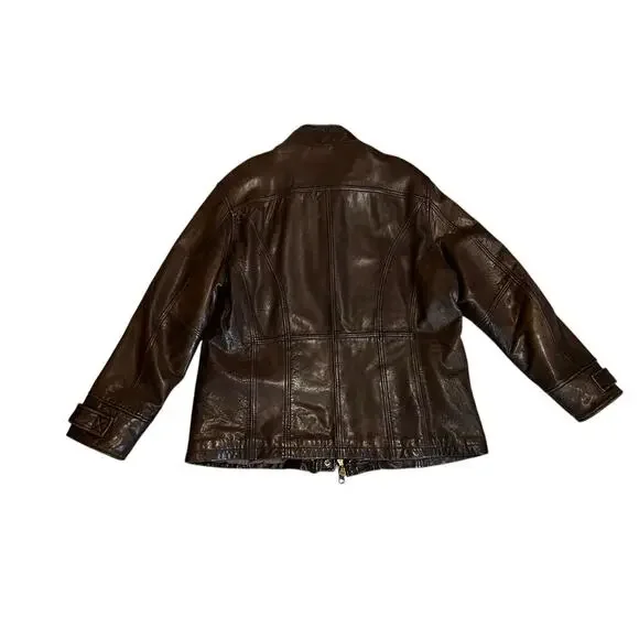Vintage Johnston & Murphy 100% Genuine Leather Brown Bomber Jacket Coat Men’s L